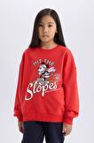 DeFacto Kız Çocuk Disney Mickey & Minnie Oversize Geniş Kalıp Bisiklet Yaka Sweatshirt D4377A824WNRD348
