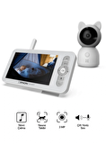 Akıllı Bebek Kamerası Dijital 5'' LCD Monitörlü Mobil Uygulama Denetimli Sıcaklık ve Nem Ölçen Ninni Çalan Gece Görüşlü Çift Yönlü Ses İletişimli Bebek İzleme Monitörü Baby Camera X7202
