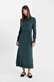 DeFacto Regular Fit Yarım Balıkçı Yaka Basic Düz Yırtmaçlı Uzun Kollu Maxi Triko Elbise A9807AX24WNGN956