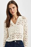 DeFacto Relax Fit Polo Yaka Kroş Triko Kazak C4512AX24SMER105