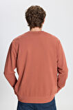 Erkek Açık Kahve Standart Fit Normal Kesim Bisiklet Yaka 3 Iplik Pamuklu Sweatshirt