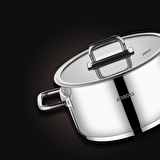 Nova 6 Parça Paslanmaz Çelik Cam Kapaklı Tencere Tava Seti 