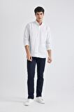DeFacto Relax Fit Polo Yaka Çizgili Oxford Uzun Kollu Gömlek B3679AX24SPIN34