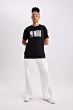 DeFactoFit NBA Wordmark Boxy Fit Yuvarlak Yaka Kısa Kollu Tişört Z9313AZ24SPBK81