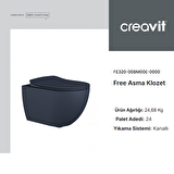 Creavit Free Basalt Mat Asma Klozet Kapak Hariç FE320.20000