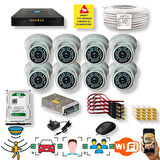 8 Kameralı Set - Araç İnsan Yüz Hareket Algılayan Gece Görüşlü 36 IR Led 5MP Sony Lensli 1080P Dome Güvenlik Kamerası Seti D136b