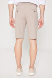 Slim Fit Dar Kesim Yan Cepli Gofre Desenli Şort