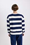 DeFacto Relax Fit Çizgili Bisiklet Yaka Sweatshirt A1883AX23AUNV42