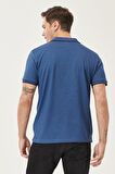 Erkek Çekmeyen Pamuklu Kumaş Regular Fit Geniş Kesim Laci-indigo Kıvrılmaz Polo Yaka Cepli Tişört