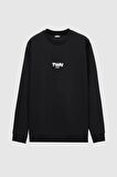 Twn Relaxed Fit Siyah Baskılı Sweatshirt 2ECE25ORT2791