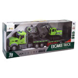 Uzaktan Kumandalı Şarjlı İş Makinası Taşıyan Tır İkili Kontrol Edilebilir RC Set