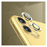 Apple iPhone 12 Mini Kamera Koruyucu Lens Mercek Metal Çerçeveli 2li Set Gold Altın