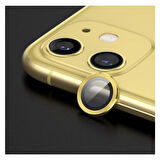 Apple iPhone 12 Kamera Koruyucu Lens Mercek Metal Çerçeveli 2li Set Gold Altın