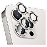 Apple iPhone 12 Pro Max Kamera Koruyucu Lens Mercek Metal Çerçeveli 3lü Set Gümüş Gri Silver