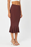 Kadın Fırfır Detaylı Beli Lastikli Etek
