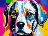 Renkli Baskılı Sayılarla Boyama Hobi Seti (Çerçeveli) 40x50 cm: Masum Köpek