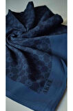 Lacivert Elegance Monogram Eşarp