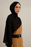 Siyah Link Desen Bambu Cotton Şal  01
