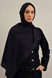Lacivert Link Desen  Bambu Cotton Şal  02