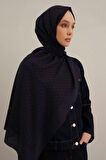 Lacivert Link Desen  Bambu Cotton Şal  02