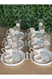 6 Kişilik 30 parça Porselen Lüks Kahve Sunum Seti Tüm Set