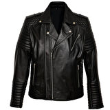 Slim Fit Kruvaze Yaka Erkek Deri Mont