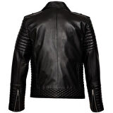 Slim Fit Kruvaze Yaka Erkek Deri Mont