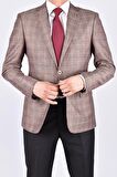 J524059 JAKAMEN SLİMFİT EKOSE CEKET/KAHVE/46