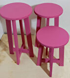 Ham Ahşap 18 Mm Mdf 3'lü Set Dekoratif Tabure ( 3'lü Set )