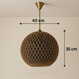 Bohem,Ahşap Gövde,Jüt,Hasır,Rustik,Modern,Doğal El Yapımı Sarkıt Avize