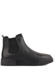 Shoetyle - Siyah Hakiki Deri Siyah Eva Taban Kadın Chelsea Bot - 6929