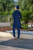 RUKO MAYO LACİVERT DESENLİ BÜZGÜ DETAYLI Lycra ( Su İtici Ve Çabuk Kuruyan ) Kumaş Tesettür Mayo