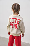 Love You Baskılı Şardonlu Kız Çocuk Takım