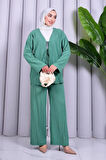 Bağcık Detaylı Pantolonlu Kimono Takım
