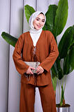 Bağcık Detaylı Pantolonlu Kimono Takım