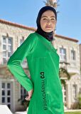 Mayovera Logo Nakışlı Yeşil  Tek Üst Mayo