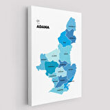 Adana İli ve İlçeler Haritası Dekoratif Kanvas Tablo 1247