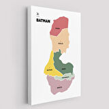 Batman İli ve İlçeler Haritası Dekoratif Kanvas Tablo 1286