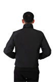 Erkek Siyah Astarlı Dik Yaka Mevsimlik Su Ve Rüzgar Geçirmez Mont
