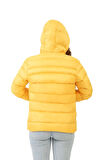 Kadın Sarı Kapüşonlu Polarlı Kürklü Su Geçirmez Rüzgara Dayanıklı Şişme Mont Kaban Parka