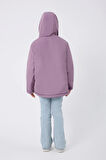 Kız Çocuk Lila Kürklü Su Ve Rüzgar Geçirmez Kapüşonlu 3 Kışlık Mont & Kaban & Parka