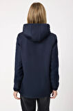 Kadın Lacivert Kürklü Su Ve Rüzgar Geçirmez Kapüşonlu Kışlık Mont & Kaban & Parka
