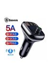 Baseus Bluetooth Araç Aktarım Kiti Mp3 Araç Kiti 36w Qc 4.0 Dual Usb Type-c Araç Şarjı