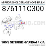 Hyundaı Getz Mekanik Ayna Camı 99/11 Sağ 87611-1C300 (Oem No: 87611-1C300)