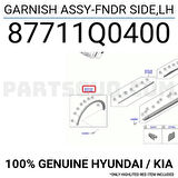 Dodik Bayon Ön Çamurluk Çıtası 2021 Sonrası Sol (Oem No:87711Q0400)
