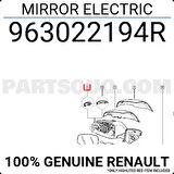 Renault Latitude 2011- Dış Dikiz Aynası Sol Elektrikli Isıtmalı, Elektrık Katlanabılır, Bellek, Yanıp Sönen (Ayna Lambası),  (Oem No:963022194R)