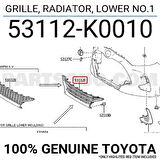 Toyota Yaris- 2020-2024  Ön Tampon Panjuru Siyah (Tyg) (Oem No:53112K0010)
