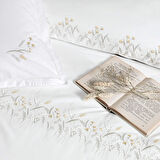 Linens Brode Chıffon Pamuk King Nevresim Takımı Beyaz