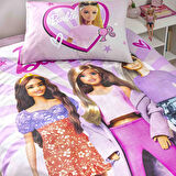 Taç Lisanslı Barbie Shine Pamuk Tek Kişilik Nevresim Takımı