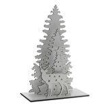 31x17cm Yılbaşı Dekor Demonte Çam Ahşap Ağaç ve Geyik